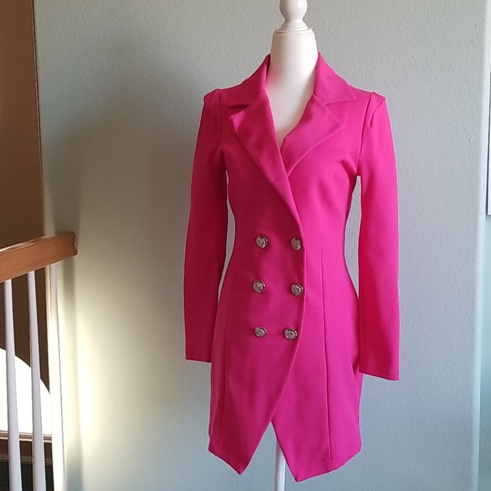 Hot pink mini blazer dress